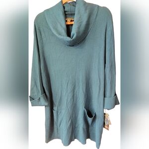 NWT INC International Concepts Teal Cowl Neck Sweater SZ 2X